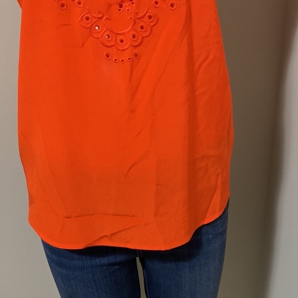 Veronica Beard Womens Silk Crepe Eyelet Sleeveless Top Shirt Red Size 4 - Picture 3 of 10
